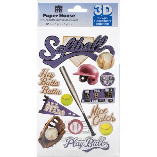 Paper House&#xAE; Softball 3D Stickers